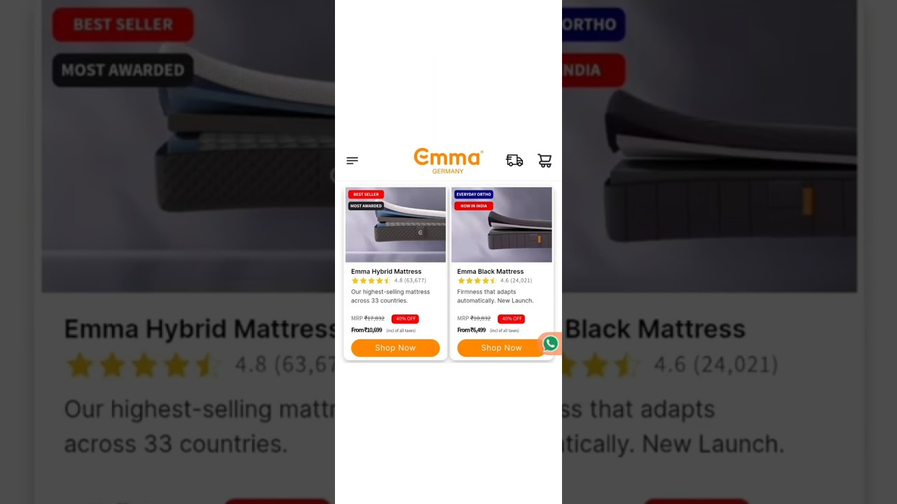 Today Offers Emma Sleep in On Best Sleeping Mattress Upto 55%Off💥💥  100night free trial 🤩sleephappy