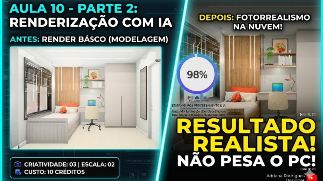 Aula 10 (Parte 2): Render com IA na Nuvem e Luz Natural no Promob (NÃO TRAVA O PC!) ☁️📸