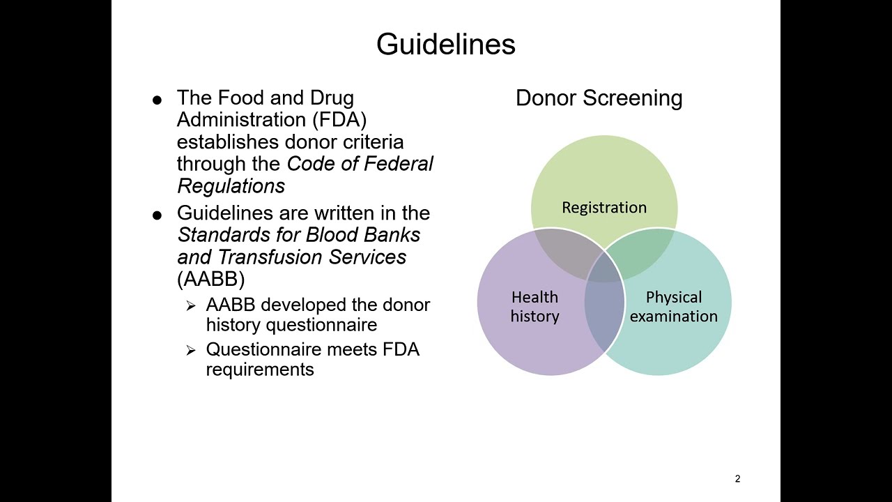 Donor Selection and Phlebotomy