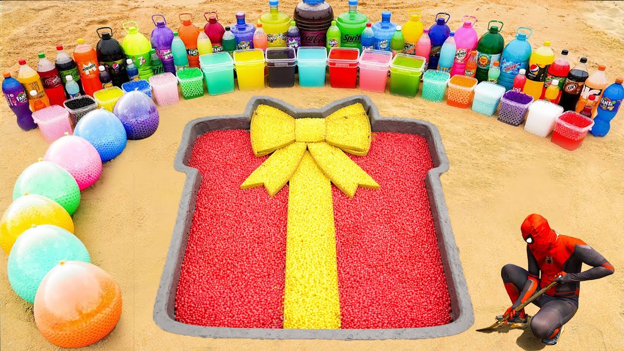 How to Make Gift Box Christmas with Orbeez, Giant Coca Cola, Mtn Dew, 7up, Pepsi, Fanta vs Mentos