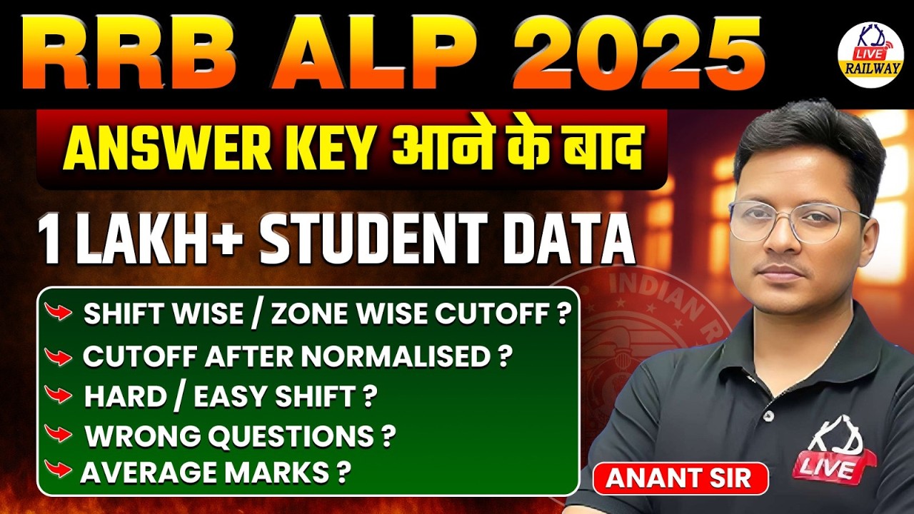RRB ALP 2025 | Answer Key आने के बाद 1 Lakh+ Student Data | Complete Details | By Anant Sir