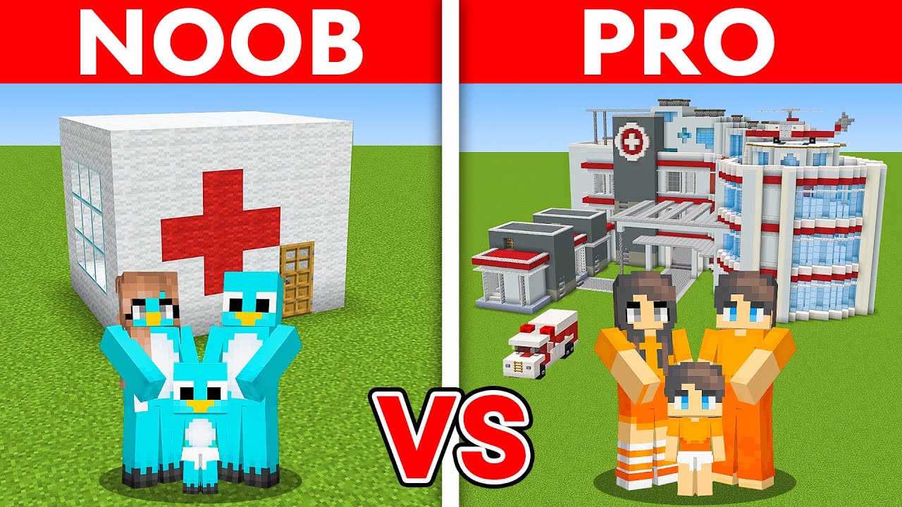 Minecraft: NOOB vs PRO: HOSPITAL BUILD CHALLENGE TO PROTECT MY FAMILY