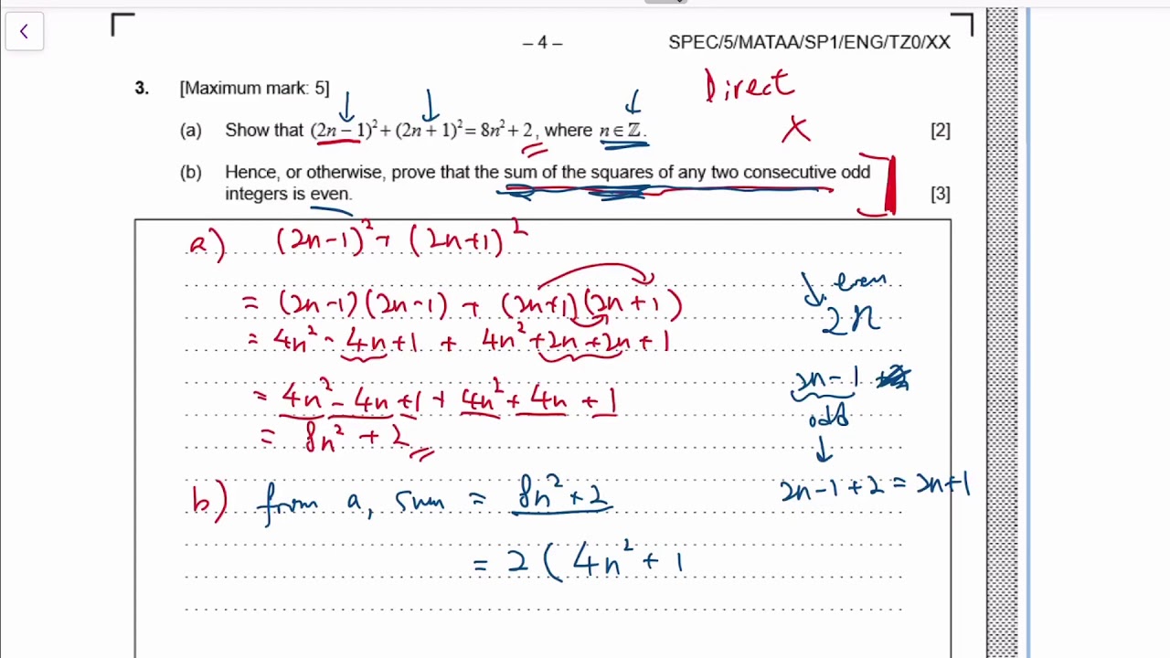 IB Maths AA SL Specimen paper 1 full solution (Section A)