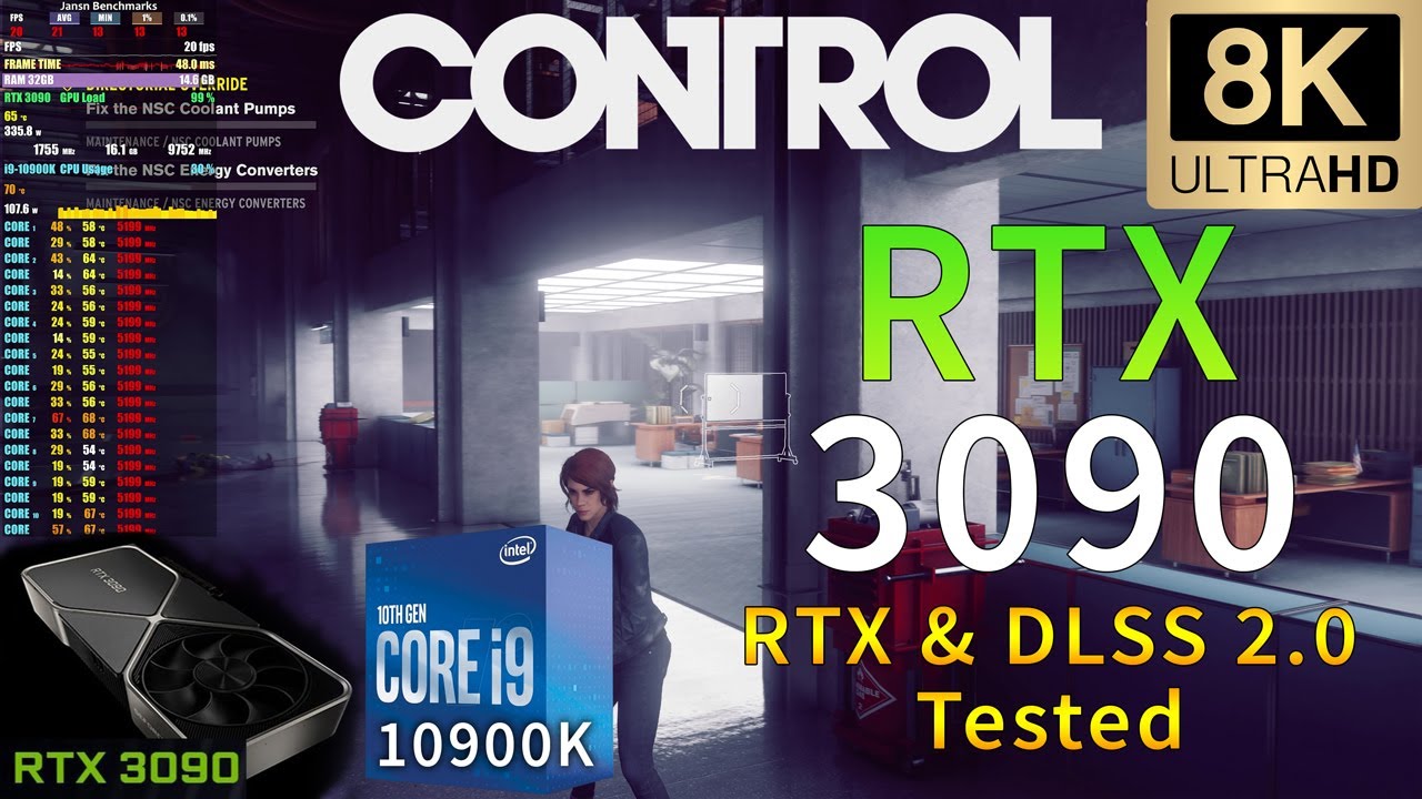 Control 8K | RTX 3090 | i9 10900K 5.2GHz | RTX ON & DLSS 2.0 Tested
