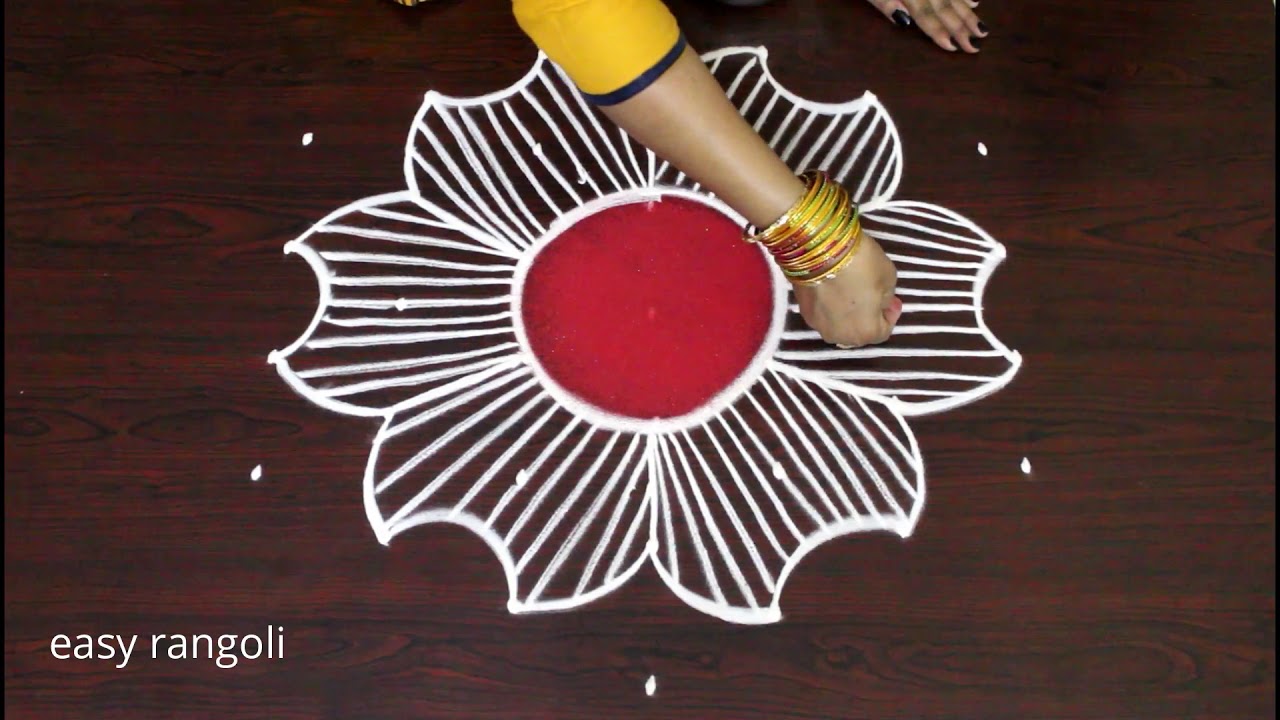 How To Draw a Creative Kolam Designs || Latest Color rangoli designs || muggulu with colors