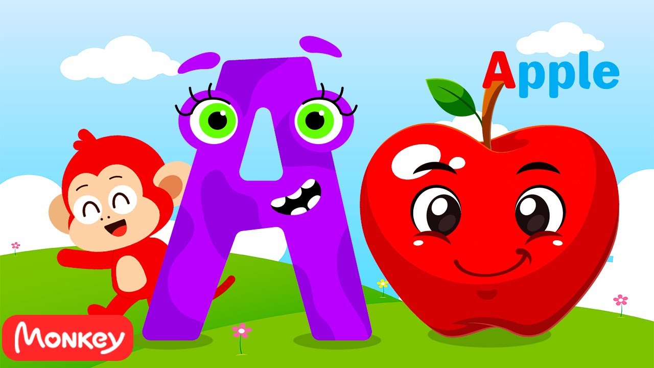 ABC Song 🍏🍎 ABC Phonics Song ⭐🌈 A for Apple | Monkey Junior Nursery Rhymes and Kids Songs