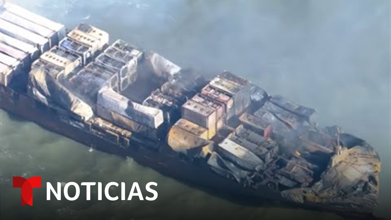 Imágenes del carguero que chocó con un petrolero de EE.UU. en costas británicas del Mar del Norte
