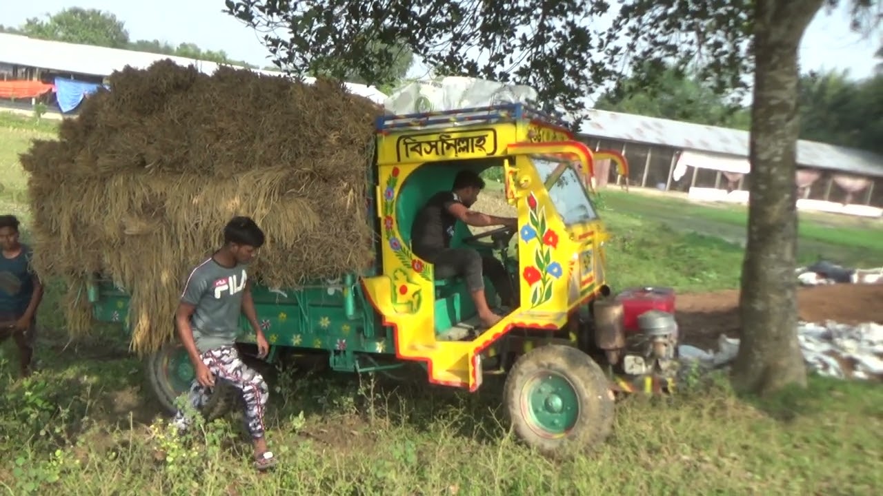 ধান বোঝায় শক্তিশালী লাটাহাম্বার See the power of the Lata Humber car built with the shallow engine