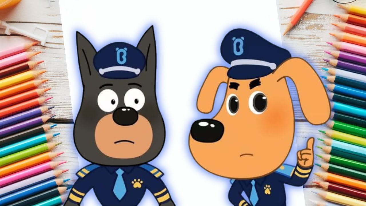 DETETIVE LABRADOR PARA PINTAR | VÍDEO DIVERTIDO PARA CRIANÇAS 👮‍♂️🐕🚔