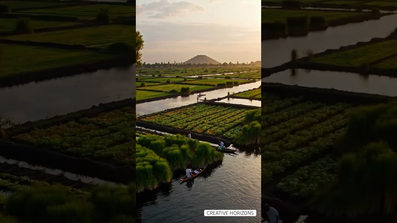 Sunrise over Tenochtitlan, Chinampa Farms- AZTEC EMPIRE