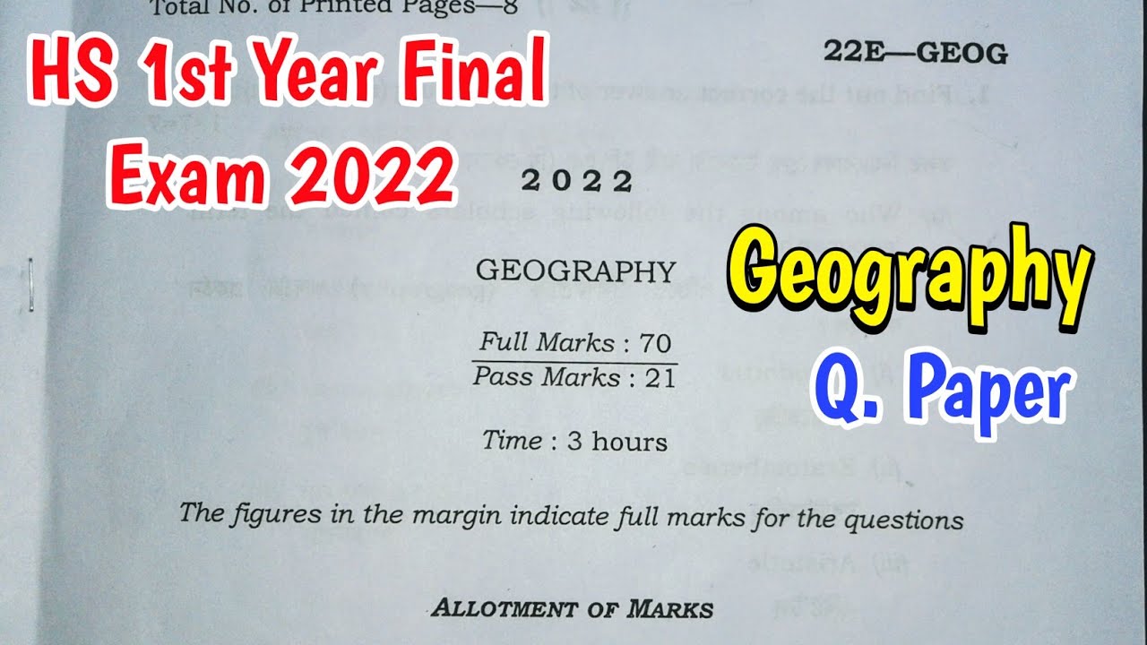 AHSEC HS 1st Year Geography Final Exam 2022 Question Paper @Assam_Truth_Info  | A2Z Detail