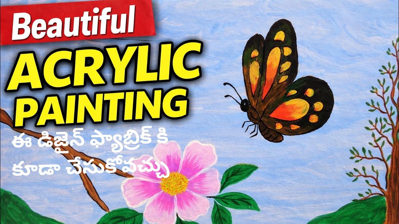 How to paint Beautiful acrylic painting/fabric painting design #acrylicpainting#fabricpainting #art 