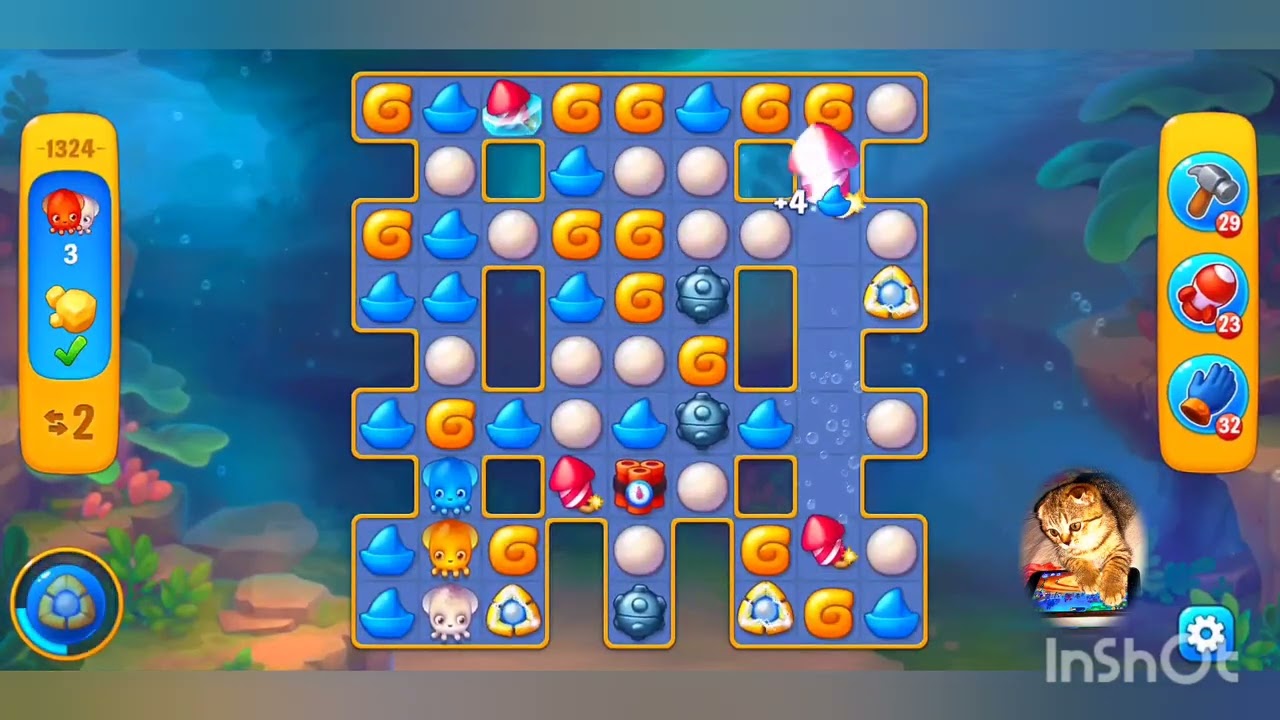 Fishdom,1324 level,no Booster - 1324 уровень, прохождение без бустеров.
