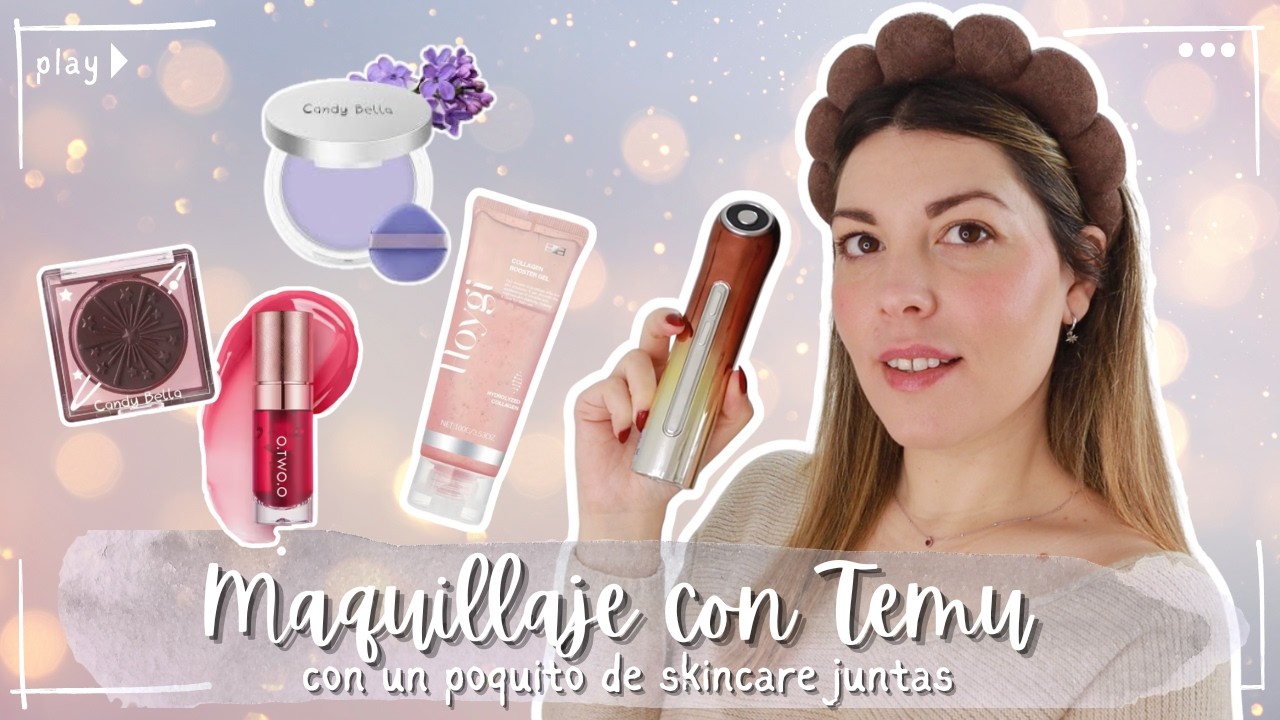 MAQUILLAJE CON TEMU | Probamos un dispositivo facial y nos maquillamos, ¡queda preciosa la piel! ✨