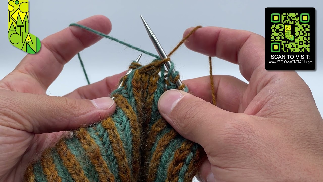 Simple Right-Leaning Double Decrease in Double-Knitted Brioche — A Sockmatician Tutorial