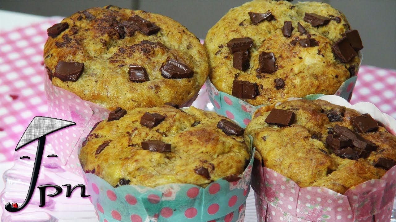 Receita de muffins de banana com chocolate