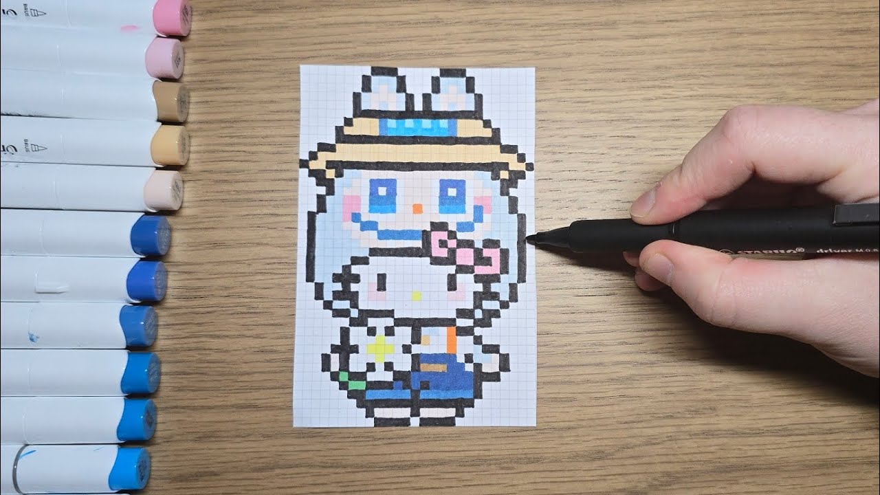 Hello Kitty x Labubu Pixel Art Drawing | Fall in Wild