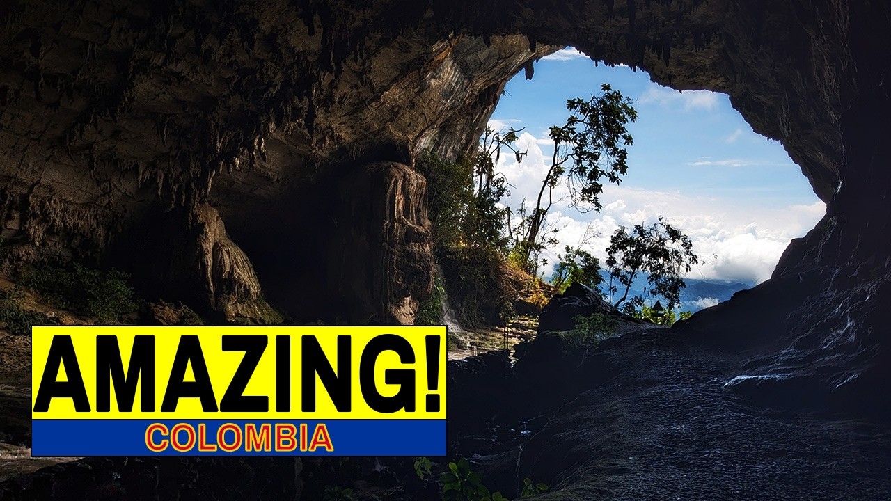This waterfall in Colombia comes out of a CAVE! 🇨🇴