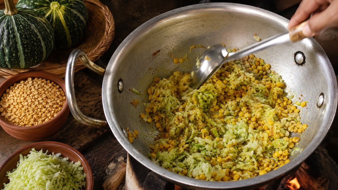 Traditional Kaddu chana daal Recipe | Village style ASMR Cooking ( No Talking)
