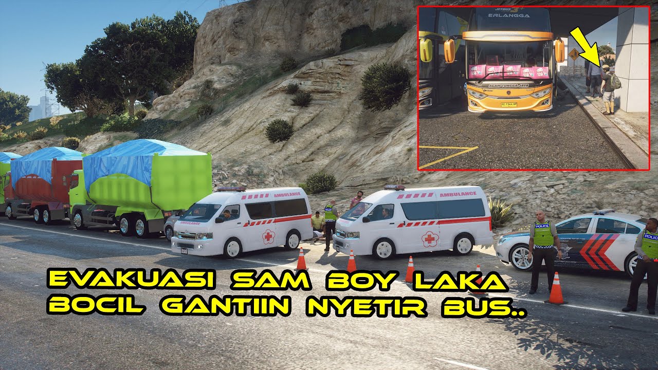 EVAKUASI KECELAKAAN SAM BOY,, BOCIL GANTIIN SAM BOY JADI SUPIR BUS