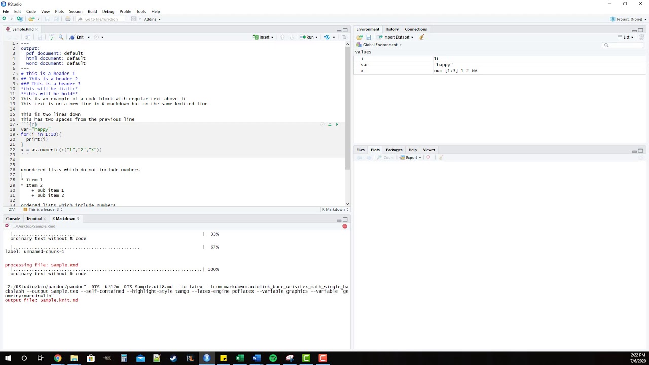 Intro To R Markdown Part 5 (Knitting)