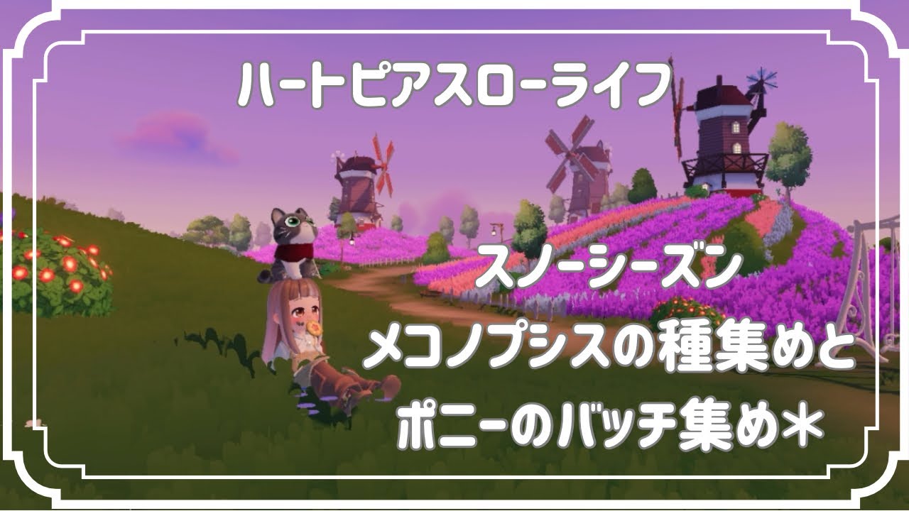 ハートピアスローライフ、メコノプシスの種とポニーバッチ集め＊