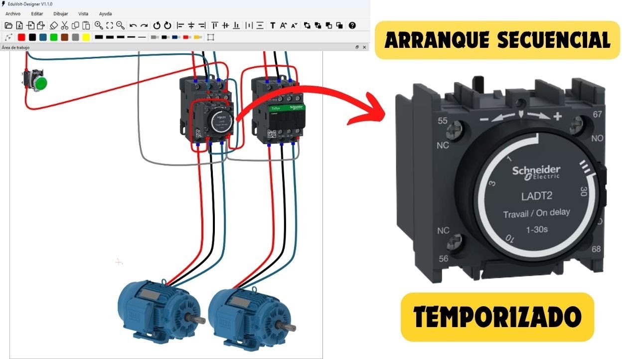 ⚙️ Arranque secuencial de 2 motores | Explicación con diagrama y conexión práctica