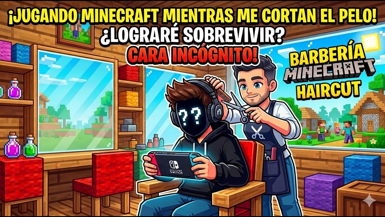 JUGANDO MINECAFT y CORTANDOME el PELO + FACE REVEAL