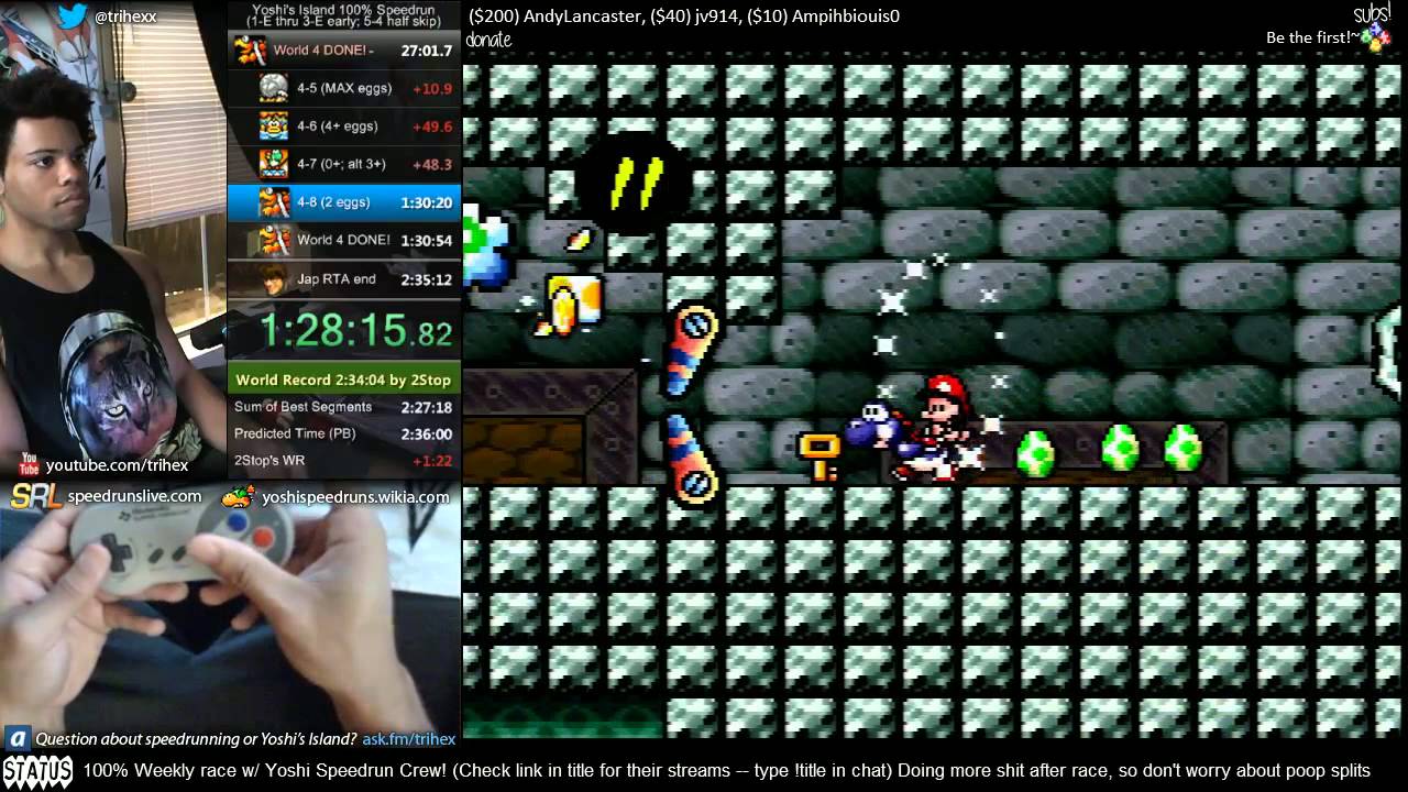 Yoshi's Island 100% Speedrun in 2:34:24 (2nd place!) by trihex (60fps @ 720p!)