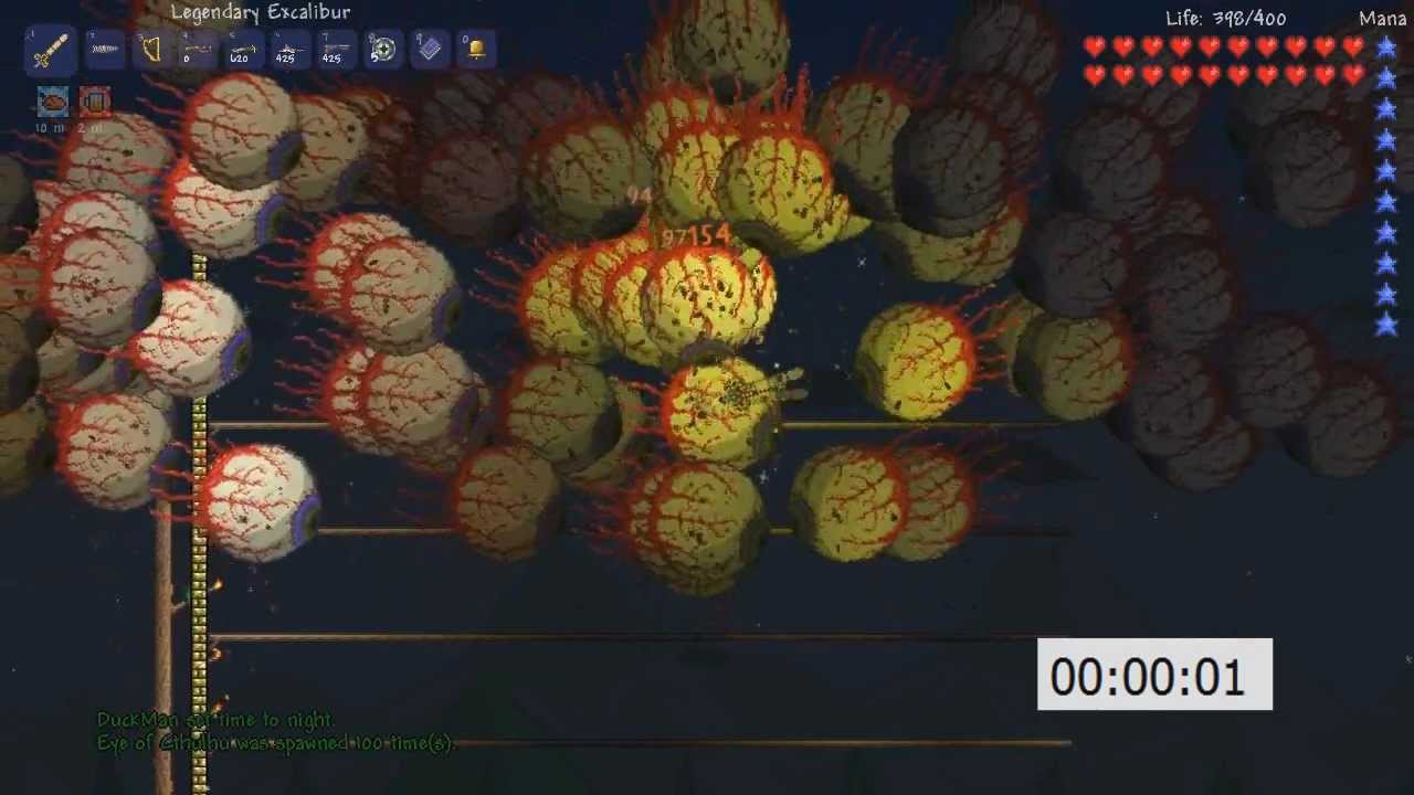 Terraria - 100 Eye of Cthulhu vs 1 Excalibur