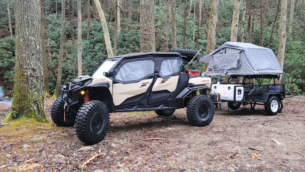 SXS camping, Canam Commander and camping trailer with rtt