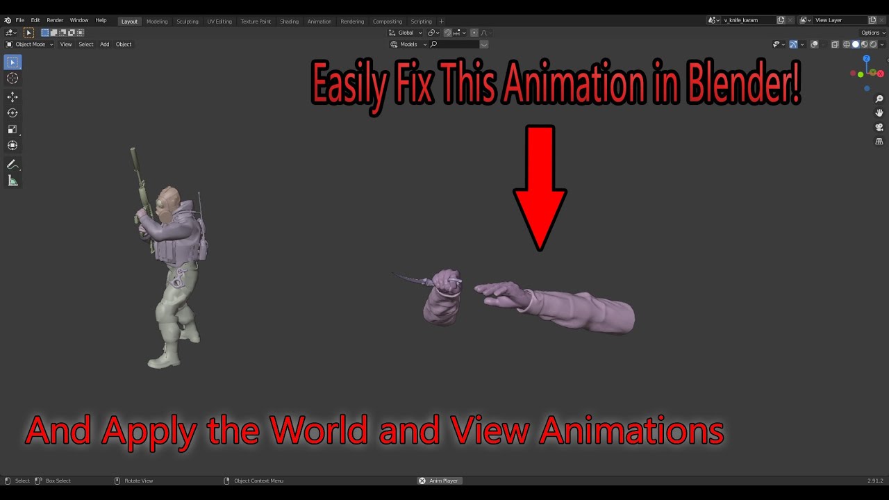 How to Apply the CSGO View (POV) and World Animations to The CSGO Models In Blender