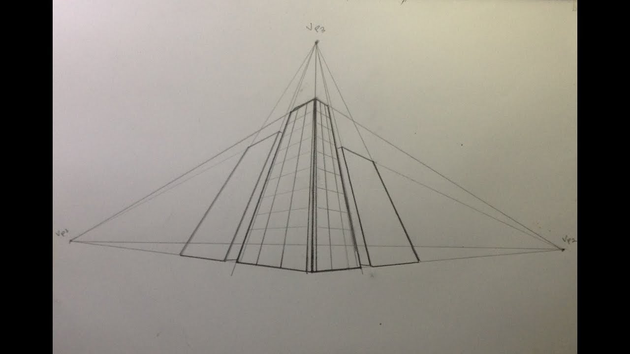 How To Draw Building in 3 Point Perspective - Ant's Eye View