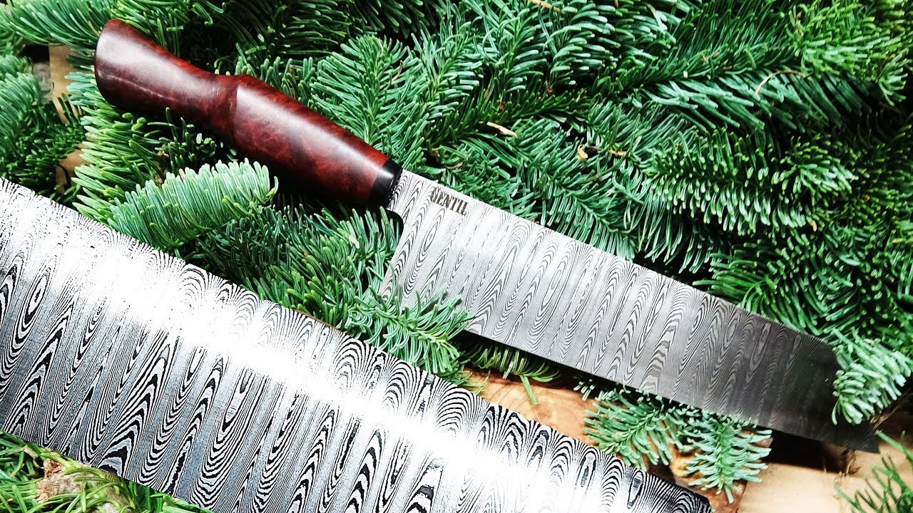 Knife making - Ladder pattern Damascus kitchen knife