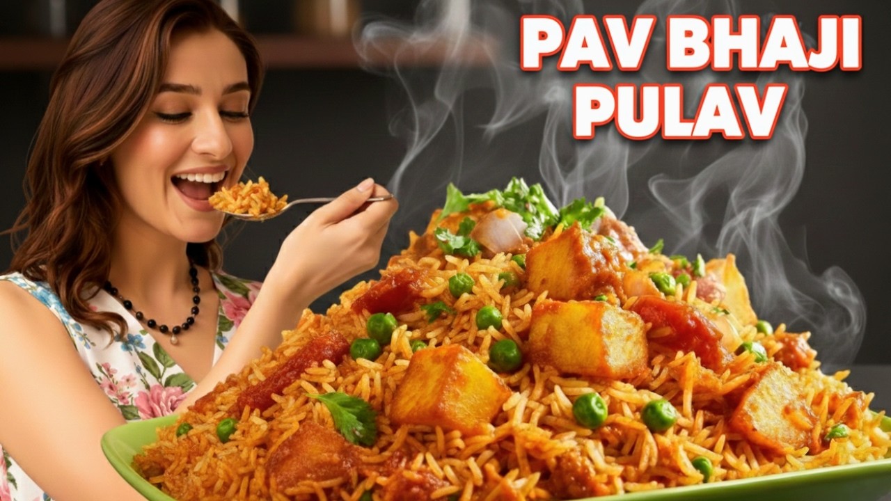Mumbai Street Food  पुलाव इन कुकर | Cooker Me Tasty Pav Bhaji Matar Pulao |  होटल जैसा स्वाद घर पर