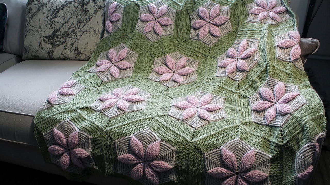 Flowers in Hexagons Blanket (How To Crochet Tutorial) UK Terms