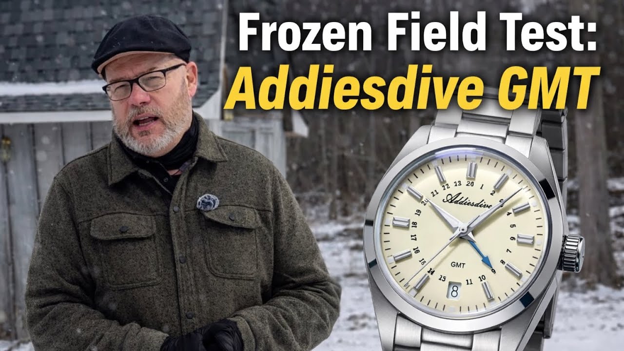 Обзор часов Addiesdive AD2065 GMT в снежную погоду при температуре -7°C (20 градусов по Фаренгейт...