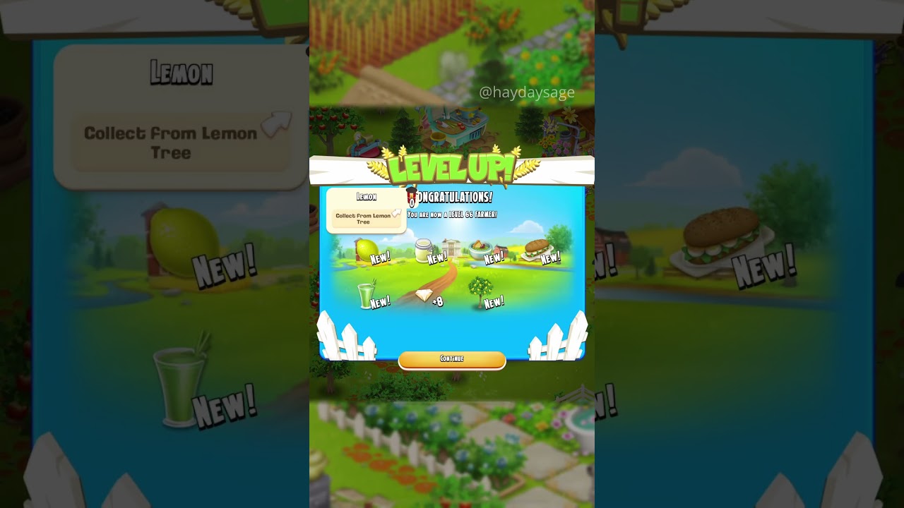 LEVEL UP TO 66! LEMON'S UNLOCKED! 🍋 #hayday #haydaylevelup #haydayfarm #haydaysage