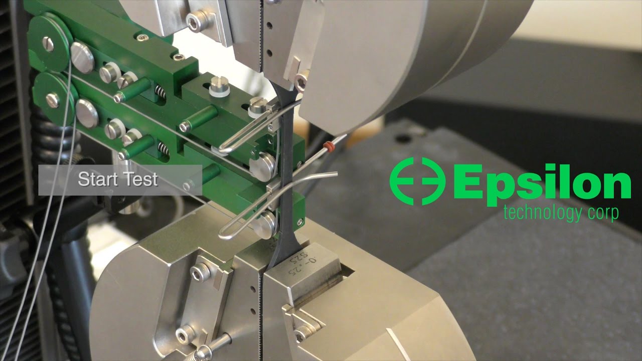Extensometer for ASTM D412 elastomer tensile testing (Epsilon Technology - Model 3800)