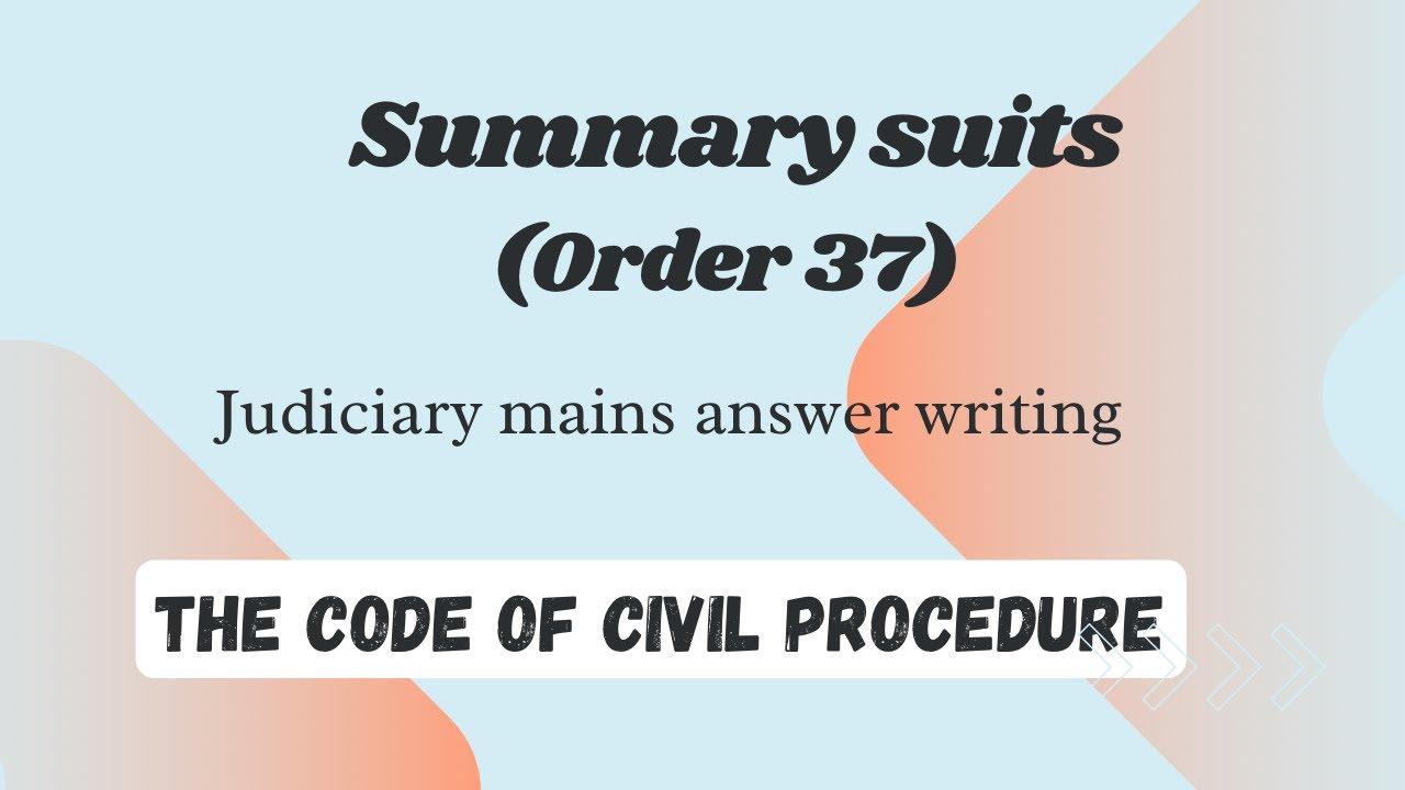 Summary suits | CPC | Mains Answer writing | Judiciary exam