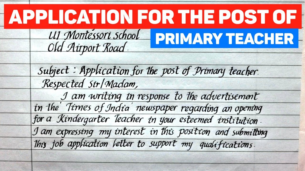 Application for the post of primary teacher