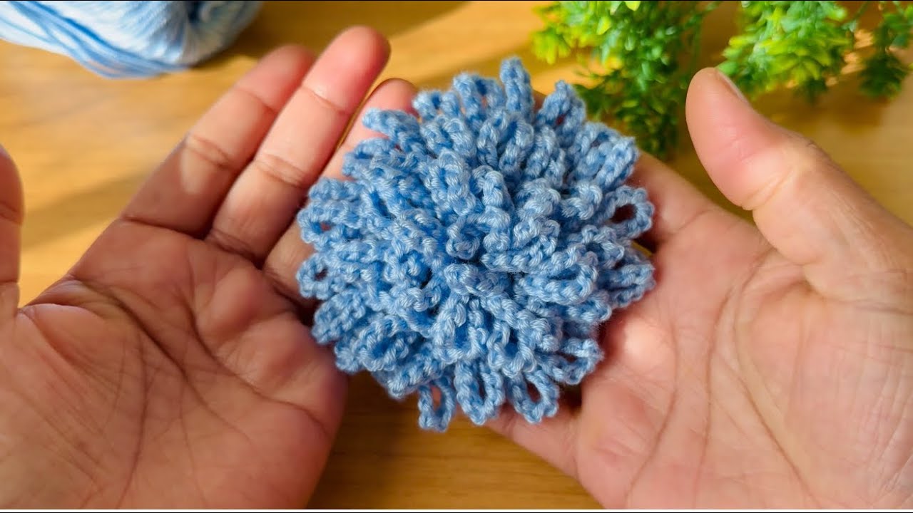 Crochet loopy flower tutorial step by step 