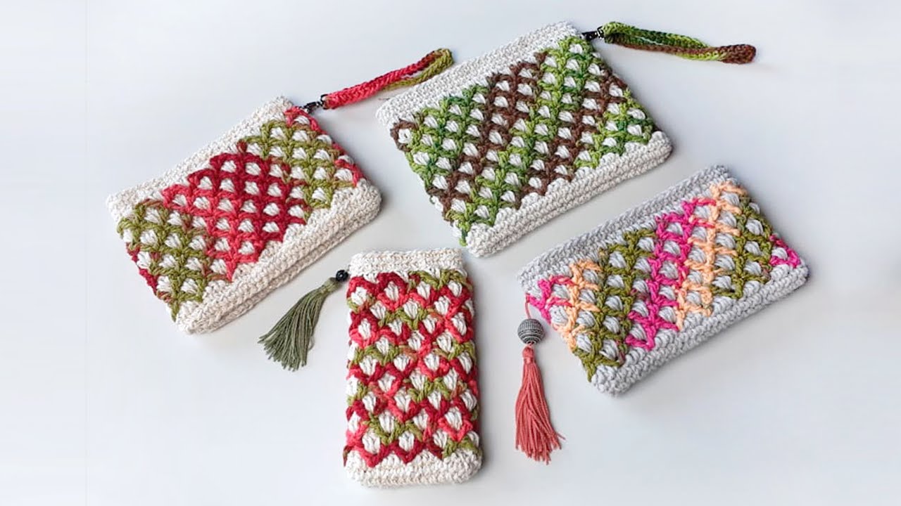 Necessaire de Crochê em Ponto Favo de Mel