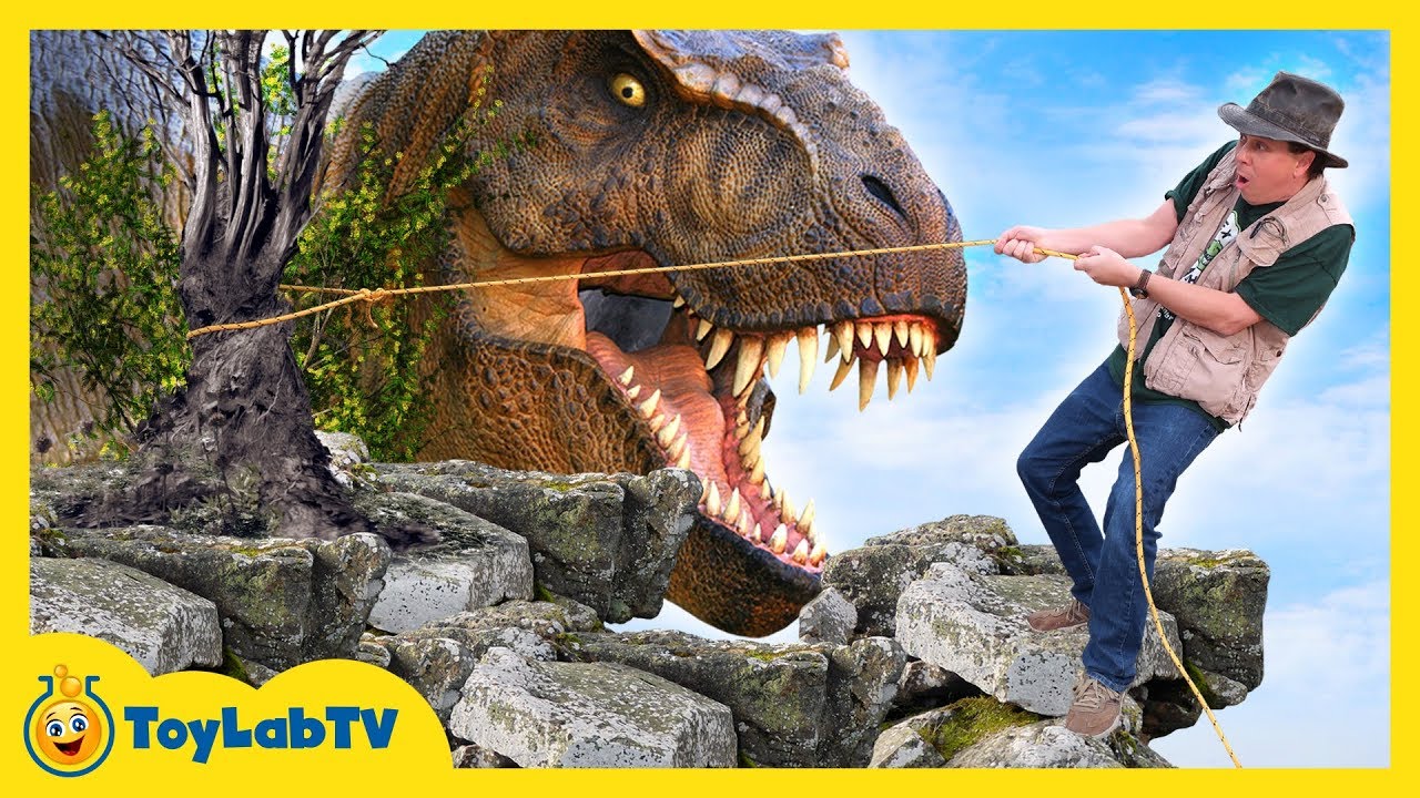 Giant T-Rex Dinosaur Chases Park Ranger Who Rescues Dino Eggs with Nerf