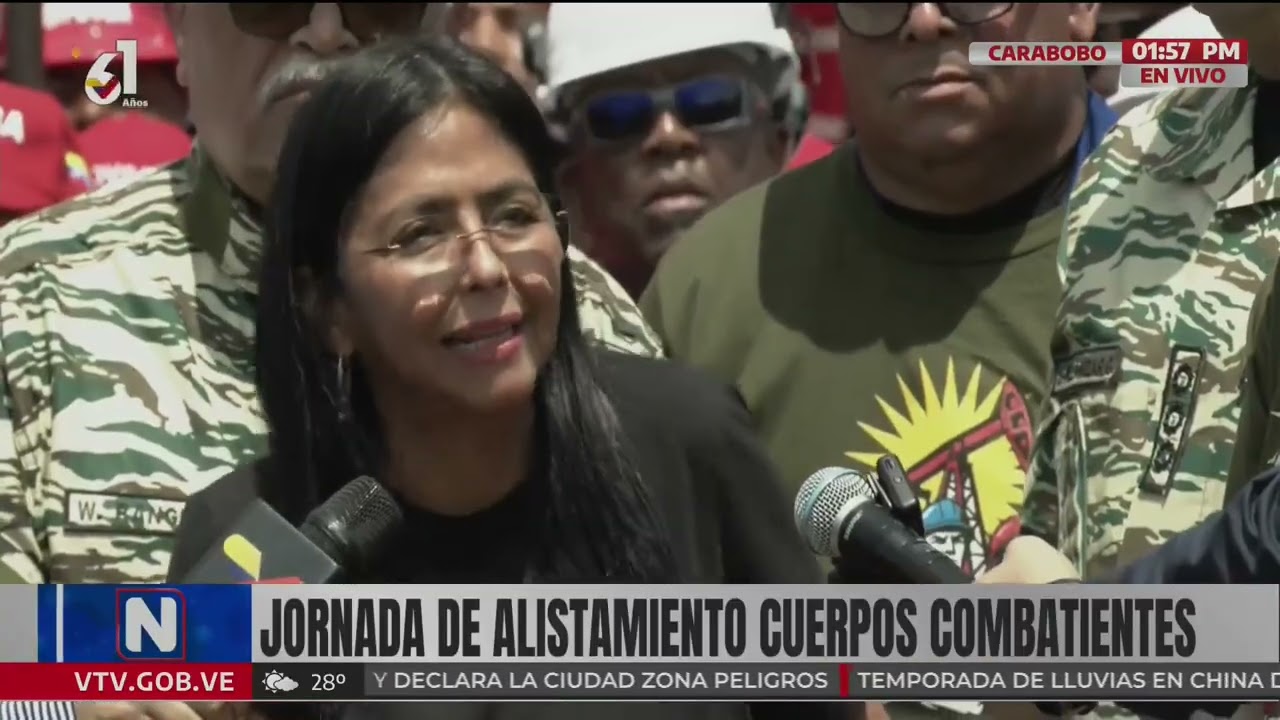 Delcy Rodríguez en jornadas de alistamiento desde Carabobo, 29 de agosto de 2025