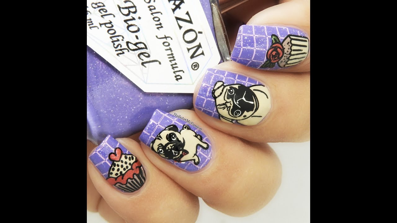 DIY Pug and Cupcake Nails ||Reverse Stamping Technique||