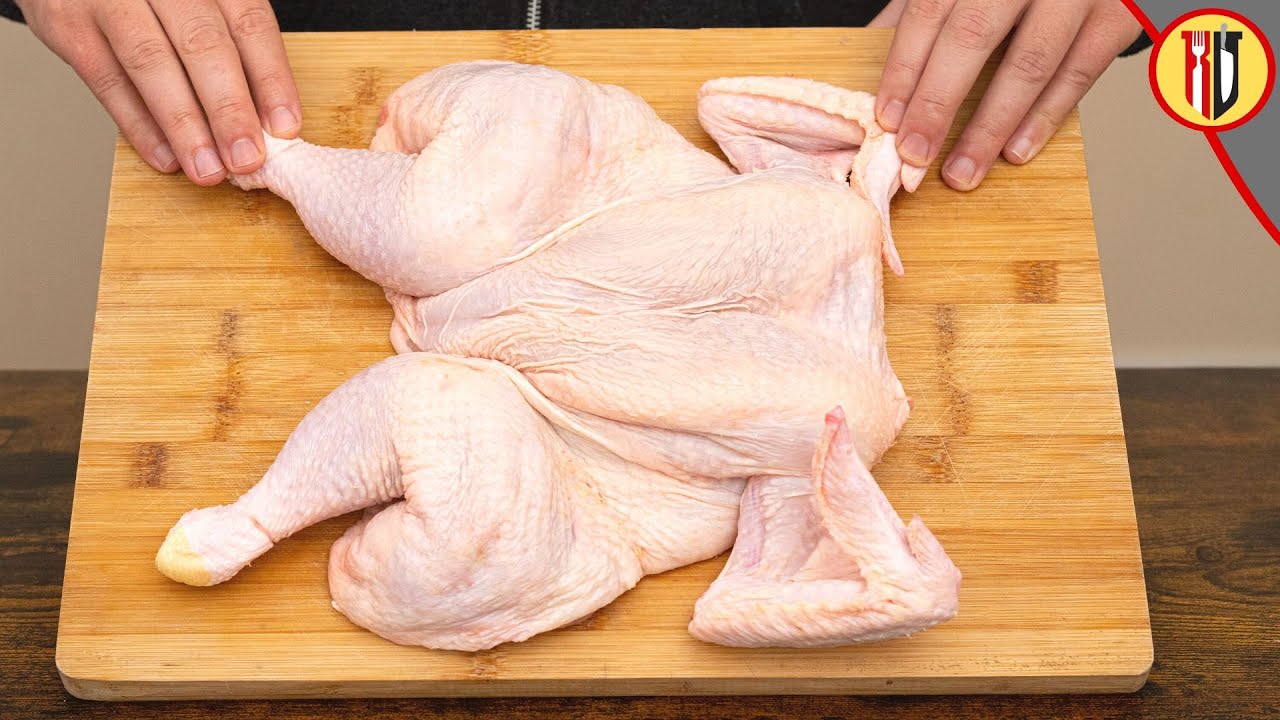 How to cut a whole chicken to lay flat | Spatchcock Chicken