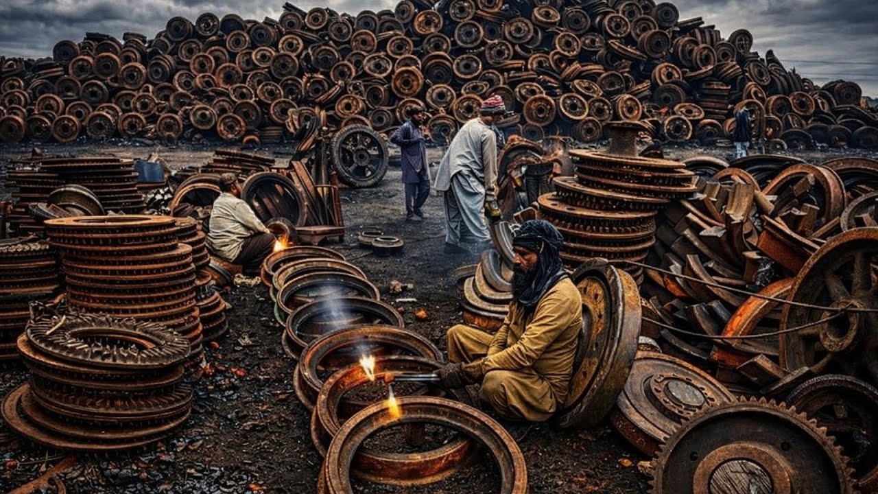 Old Train Wheels turned into Powerful Machine Parts||Insane Recycling Process