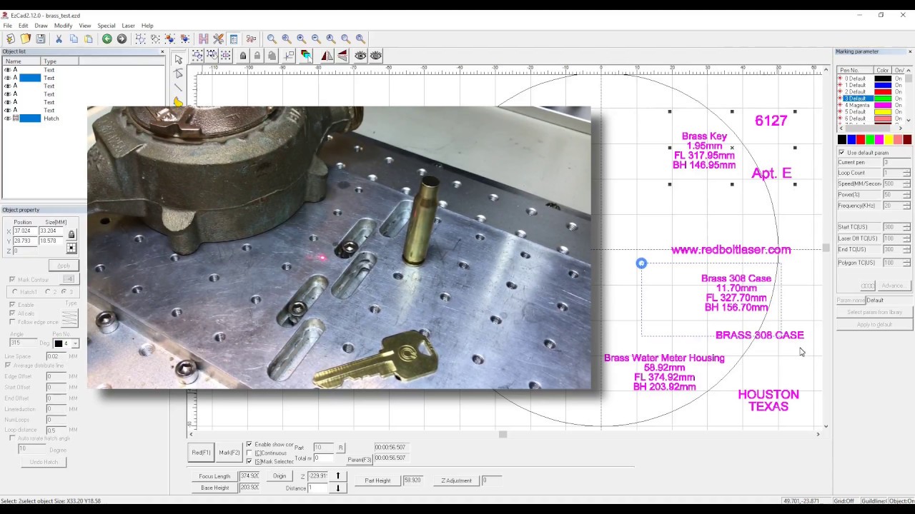 Marking Brass with a Fiber Laser using EZCAD2
