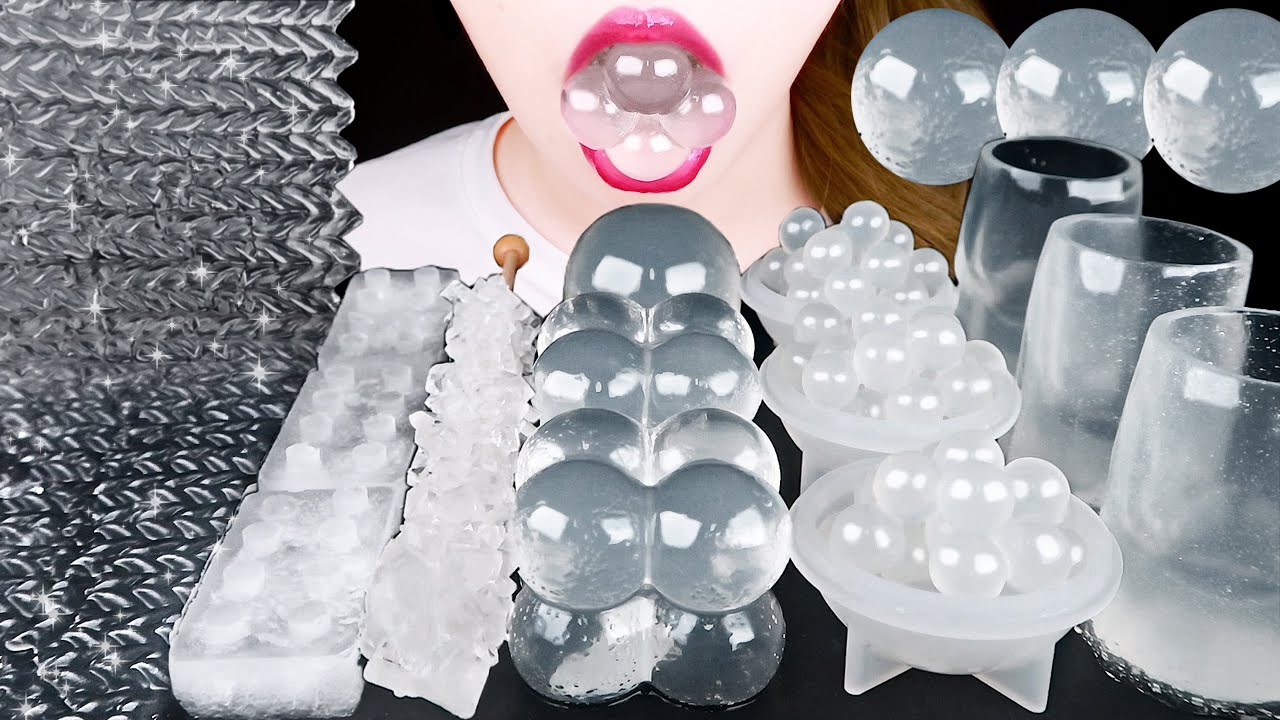 ASMR CLEAR FOOD *LEGO ICE, ROCK CANDY, MUFFLER JELLY, CUP JELLY 투명한 먹방 EATING SOUNDS MUKBANG 咀嚼音